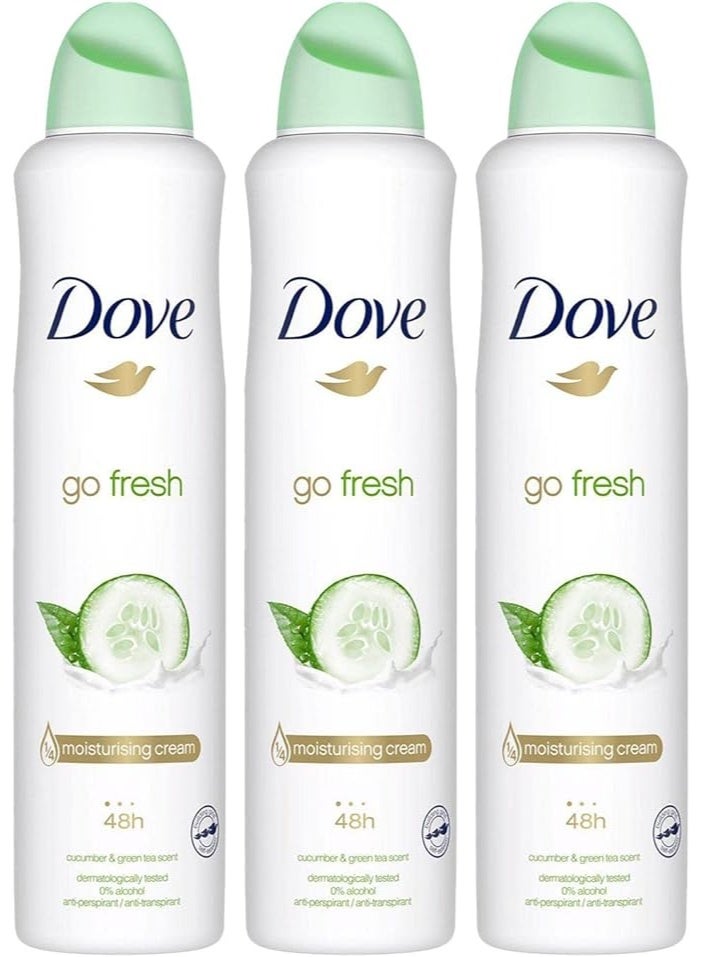 دوف جو فريش بالخيار، بخاخ مزيل للعرق ومضاد للتعرق للنساء، حماية طويلة الأمد من العرق ورائحة الجسم لرائحة نظيفة ومنعشة 250 مل (عبوة من 3) - Image 1